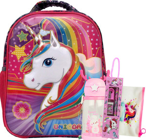 Urban Festivities Unicorn School Bag for Girls with Stationery Combo gift Set Waterproof School Bag