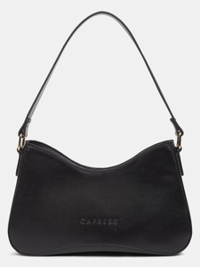 Caprese Olga Baguette Medium Black Handbag for Women Shoulder Bag with Adjustable Strap Shoulder Bag
