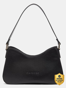 Caprese Olga Baguette Medium Black Handbag for Women Shoulder Bag with Adjustable Strap Shoulder Bag