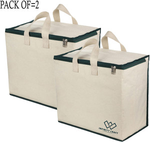 infinity craft Eco Friendly Cotton Canvas Shopping Bag for Grocery Vegetable with Handles 2Pcs Multipurpose Bag