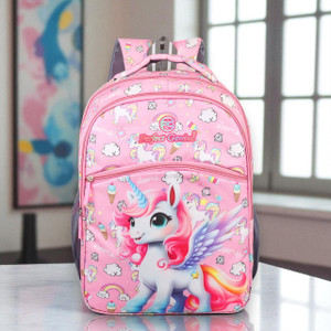 PERFECT GENIUS Unicorn Dreamland School Bag for Girls | 3-9 Years | 3 Zip + 1 Front Pocket | Waterproof School Bag