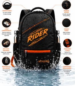 HKFASHION 35L Black School Backpack | Water Resistant Casual & Travel Laptop Bag Waterproof Backpack