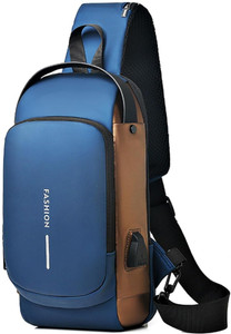 NISHIV Business Men Chest Crossbody with USB Charging Port Waterproof Shoulder Bag