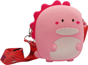 PASSION PETALS Pink Dino Kids Girls Sling Bag Cute Silicon Girls Coin Pouch For 2-8 Yrs Waterproof Sling Bag