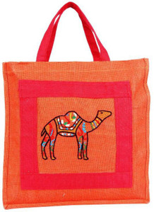 Indha Craft Hand Embroidery Camel Motif Jute Lunch & Tiffin Bag Lunch Bag