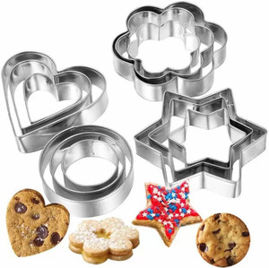 tvAt Cookie Cutters Shapes Baking Set: 12PCS Flower, Round, Heart, Star Shape Biscuit Baking Stainless Steel Metal Molds | Shape Cutters for Kitchen, Baking, Halloween & Christmas Small Size Cookie Cutters Cookie Cutter