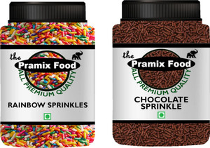 Pramix Rainbow & Chocolate Sprinkles for Cake Decoration Combo (100g Each Pack) - 200g Truffles