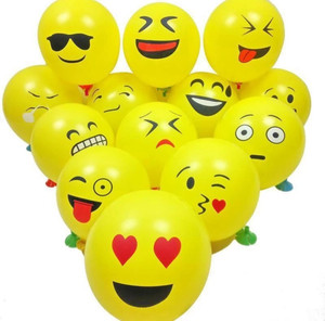 Mosclue Printed Yellow Emoji Balloons 50 Pcs Printed Face Expression Kids/Party/Birthday Decor Balloon