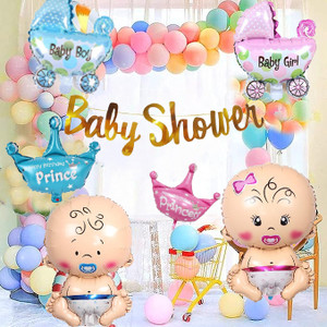 ग्रूवी डज़ सॉलिड Baby Shower Combo Decorations Set गुब्बारा