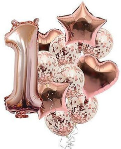 PopTheParty Solid First Birthday & Anniversary Rose Gold Balloons For Party Decoration Items Balloon
