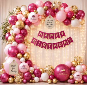 Flipkart.com | ballooooify Solid Royal Pink White Gold Happy Birthday