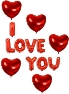 ZAMBOOREE Printed I Love You Letter & Heart Balloon Decorations/Valentine Day/Love Theme Decor Balloon