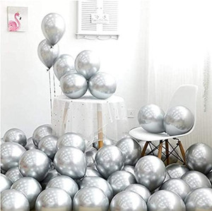 Mosclue Solid Hd/Latex/Metalic 100 Silver Balloons For Kids/Adult/Party/Birthday Decorations Balloon