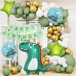 Rozi Decoration Solid Jungle Theme Birthday Decoration Kit For Boys Dinosaur /Banner/Balloon/Arch/Glue Balloon Bouquet