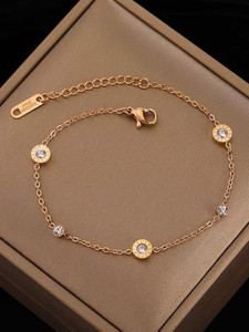 MYKI Stainless Steel Cubic Zirconia Copper Bracelet