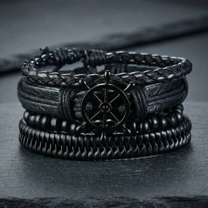 Rgulus Leather Rhodium Bracelet