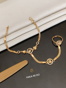 BNJ Jewellery Brass, Copper Cubic Zirconia Gold-plated Ring Bracelet