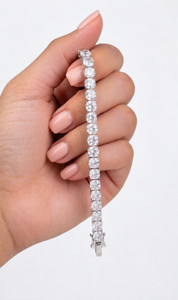 Ziviana Store Stainless Steel Cubic Zirconia Silver Coated Tennis Bracelet