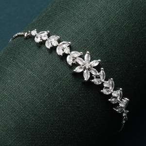 ZENEME Brass Cubic Zirconia Rhodium Bracelet