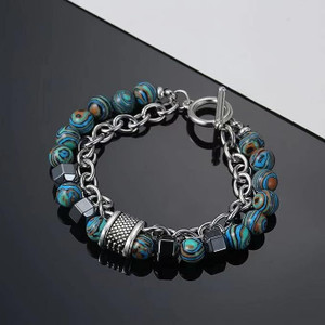 AJS Alloy Malachite Silver Coated Armlet