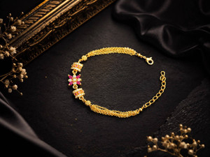Gangour Brass Gold-plated Ruby Bracelet - Image 3