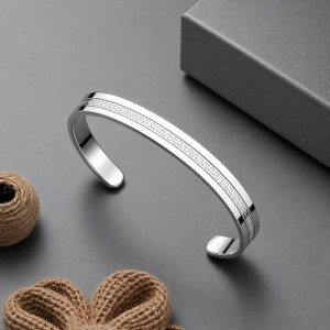 FEEDNIX Stainless Steel Silver Kada