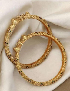 DH JEWELLS Brass Diamond Gold-plated Bangle