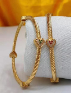 LEXMO Brass Diamond Gold-plated Bangle Set