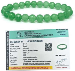 HEALINGGEMS Green Aventurine, Crystal, Green Jade Agate Bracelet