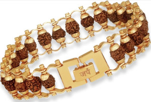 आर बी ट्रेडर्स रुद्राक्ष पन्ना गोल्ड प्लेटेड ब्रेसलेट