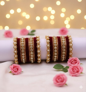 V Rangnath Bangle Store Metal Pearl, Cubic Zirconia Bangle Set