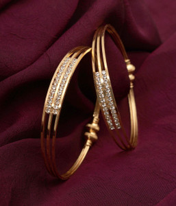GEMINILUCE Alloy Rhinestone Gold-plated Bangle Set