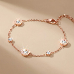 MYKI Stainless Steel Cubic Zirconia Copper Bracelet