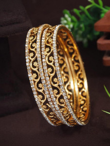 Atulya Brass Diamond Silver Bangle