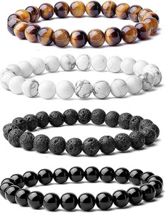 AGATE Howlite, Tiger's Eye, Lava Tourmaline, Beads, Crystal Bracelet