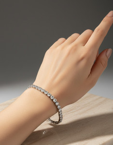 Zivora Stainless Steel Cubic Zirconia Silver Tennis Bracelet