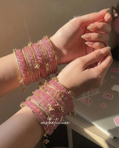 VEDHAHI Glass Crystal Bangle Set Pack of 16 - Image 5