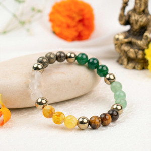 Astrotalk Pyrite, Hematite, Green Aventurine, Crystal, Citrine, Clear Quartz, Green Jade Bracelet