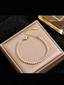 HMJEWELBOUTIQUE Crystal Cubic Zirconia Gold-plated Tennis Bracelet