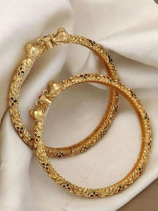 DH JEWELLS Brass Diamond Gold-plated Bangle