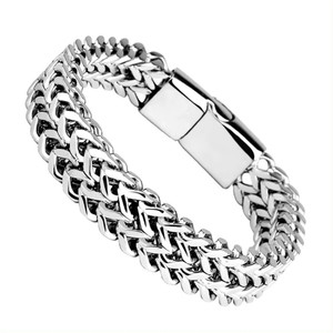 ROYALECLASSIC Stainless Steel Platinum Charm Bracelet