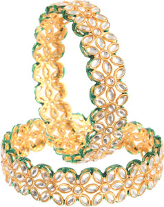 Jewar Mandi Brass Cubic Zirconia Gold-plated Kada