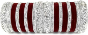 Mayra Creation Metal, Plastic Zircon Silver Bangle Set