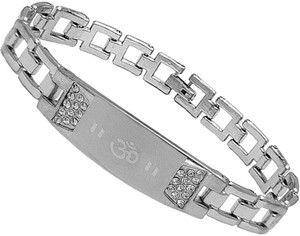 M Men Style Metal, Stainless Steel Rhodium Bracelet
