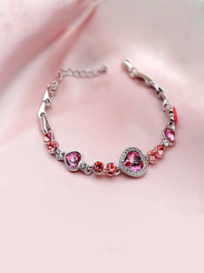 YELLOW CHIMES Brass Crystal Rhodium Bracelet