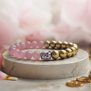 Astrotalk Rose Quartz, Golden Pyrite Bracelet