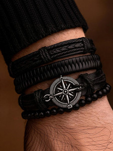 Rgulus Leather Rhodium Bracelet