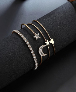 फैशन फ्रिल अलॉय क्यूबिक ज़िरकोनिया गोल्ड प्लेटेड ब्रेसलेट