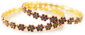 CM FASHIONS Copper Emerald, Ruby Gold-plated Bangle Set