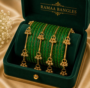 Ramaa Metal, Glass, Alloy Beads Gold-plated Bangle Set